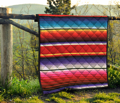 Tribal Serape Blanket Stripe Print Quilt