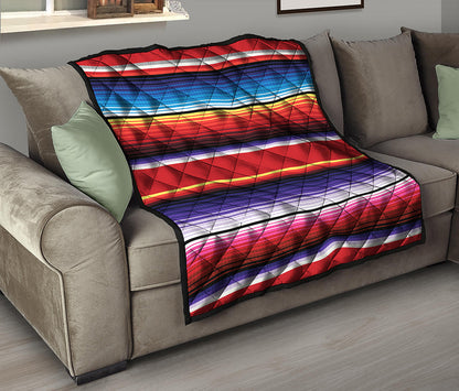 Tribal Serape Blanket Stripe Print Quilt