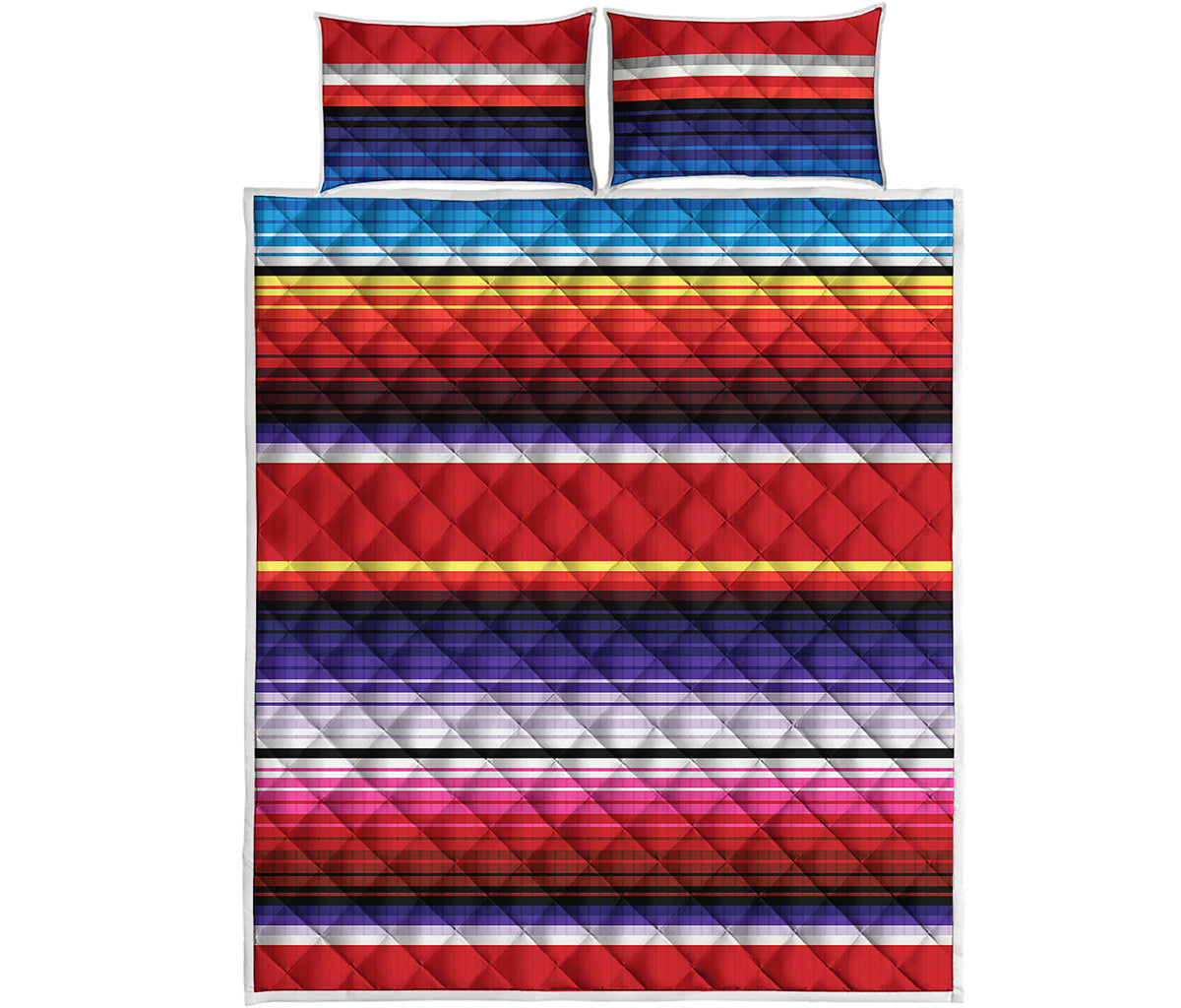 Tribal Serape Blanket Stripe Print Quilt Bed Set