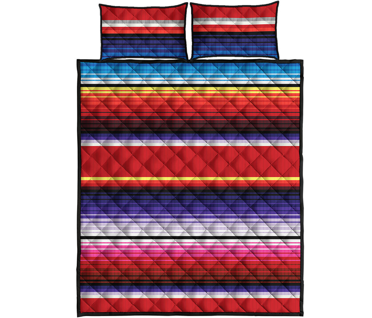 Tribal Serape Blanket Stripe Print Quilt Bed Set