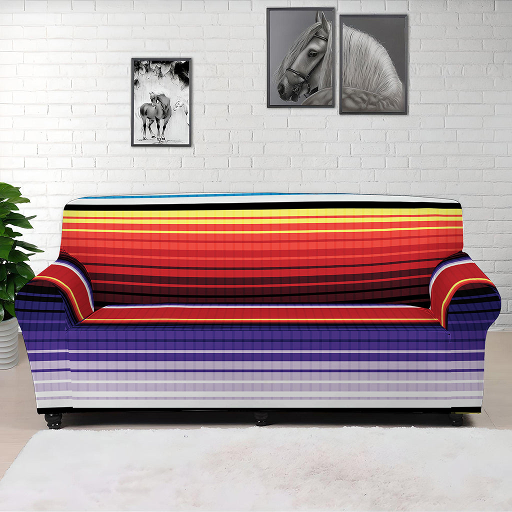 Tribal Serape Blanket Stripe Print Sofa Cover