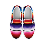 Tribal Serape Blanket Stripe Print White Slip On Shoes