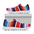 Tribal Serape Blanket Stripe Print White Running Shoes