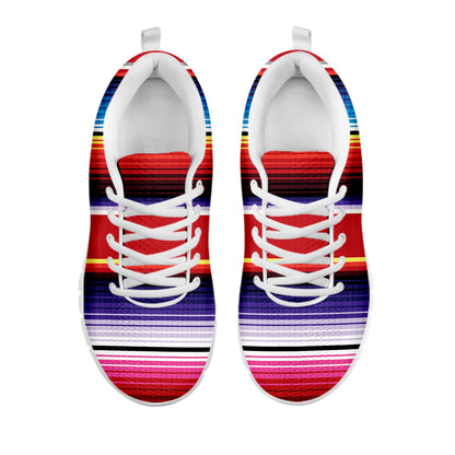 Tribal Serape Blanket Stripe Print White Sneakers