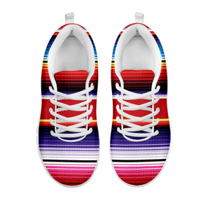 Tribal Serape Blanket Stripe Print White Sneakers