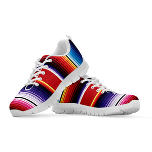 Tribal Serape Blanket Stripe Print White Sneakers