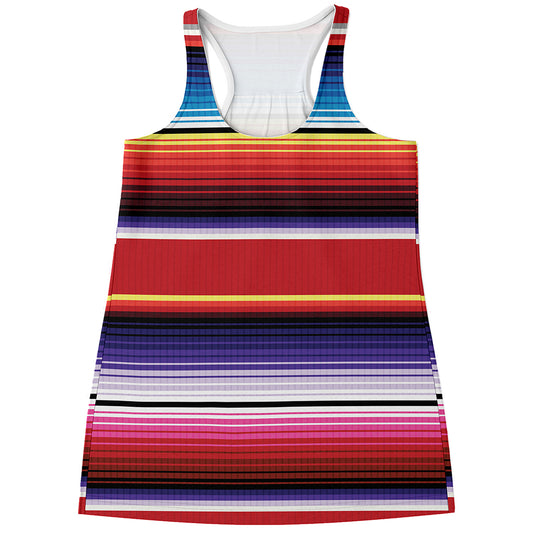 Tribal Serape Blanket Stripe Print Women's Racerback Tank Top