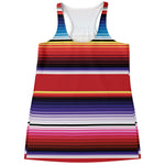 Tribal Serape Blanket Stripe Print Women's Racerback Tank Top