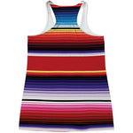 Tribal Serape Blanket Stripe Print Women's Racerback Tank Top
