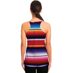 Tribal Serape Blanket Stripe Print Women's Racerback Tank Top