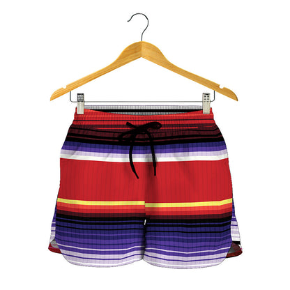 Tribal Serape Blanket Stripe Print Women's Shorts