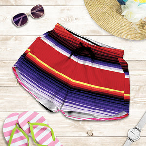 Tribal Serape Blanket Stripe Print Women's Shorts