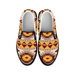 Tribal Southwestern Navajo Pattern Print Black Slip On Shoes