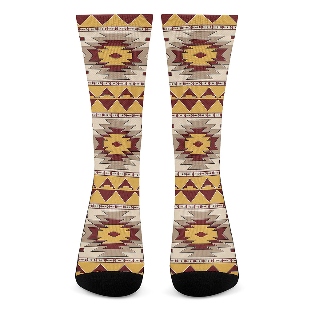 Tribal Southwestern Navajo Pattern Print Crew Socks