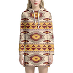 Tribal Southwestern Navajo Pattern Print Hoodie Dress