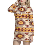 Tribal Southwestern Navajo Pattern Print Hoodie Dress