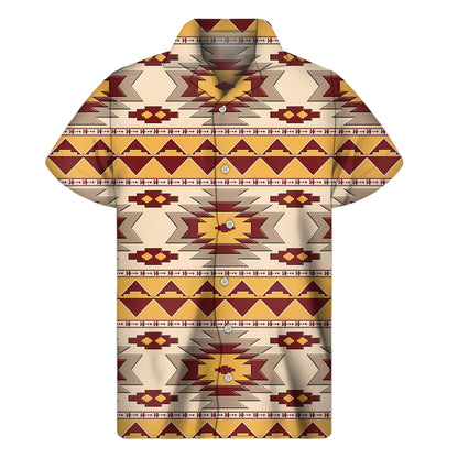 Tribal Southwestern Navajo Pattern Print Men's Short Sleeve Shirt