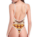 Tribal Southwestern Navajo Pattern Print One Piece High Cut Swimsuit