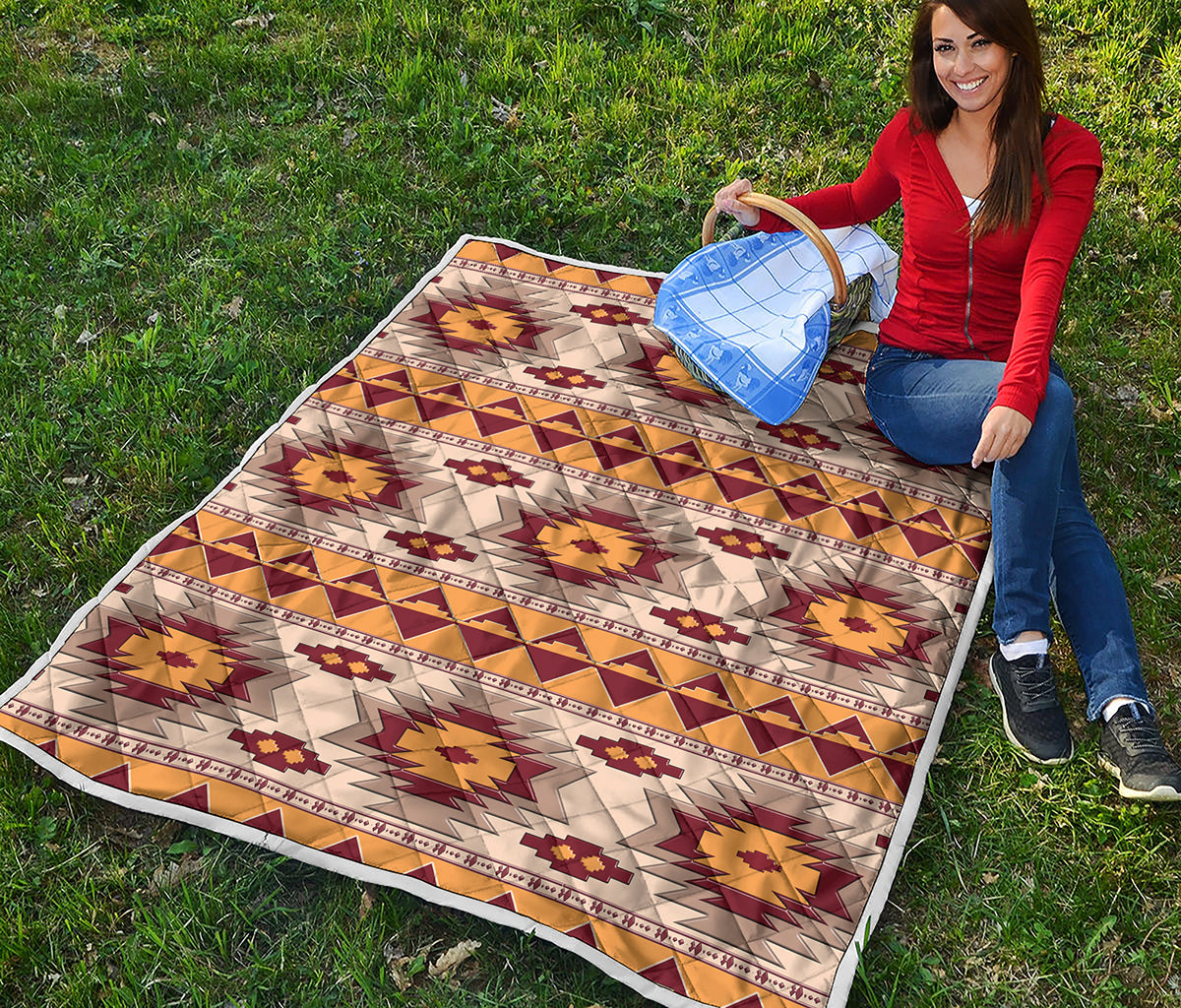 Tribal Southwestern Navajo Pattern Print Quilt
