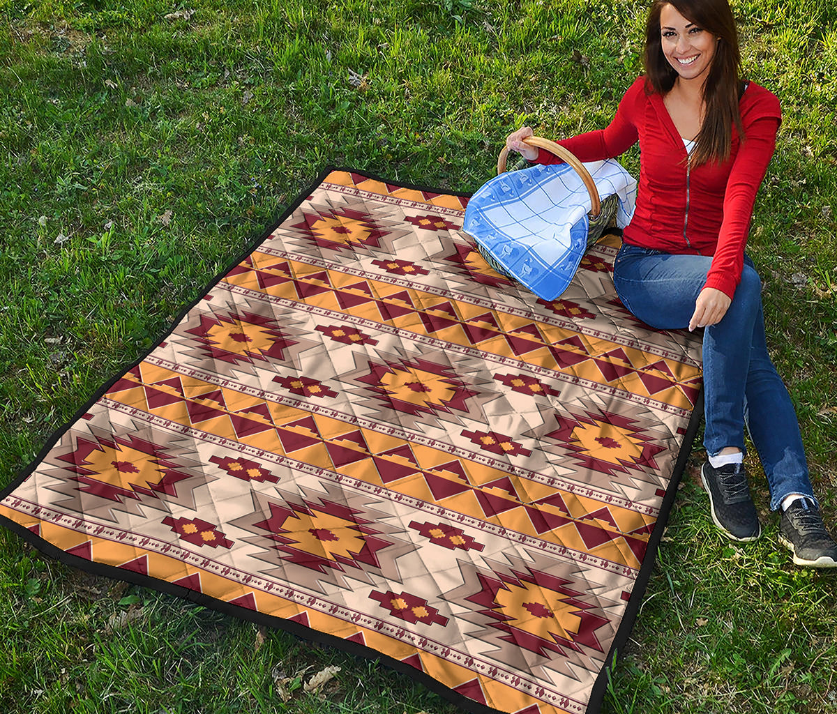 Tribal Southwestern Navajo Pattern Print Quilt