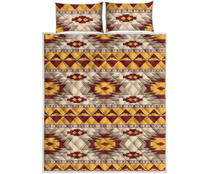 Tribal Southwestern Navajo Pattern Print Quilt Bed Set