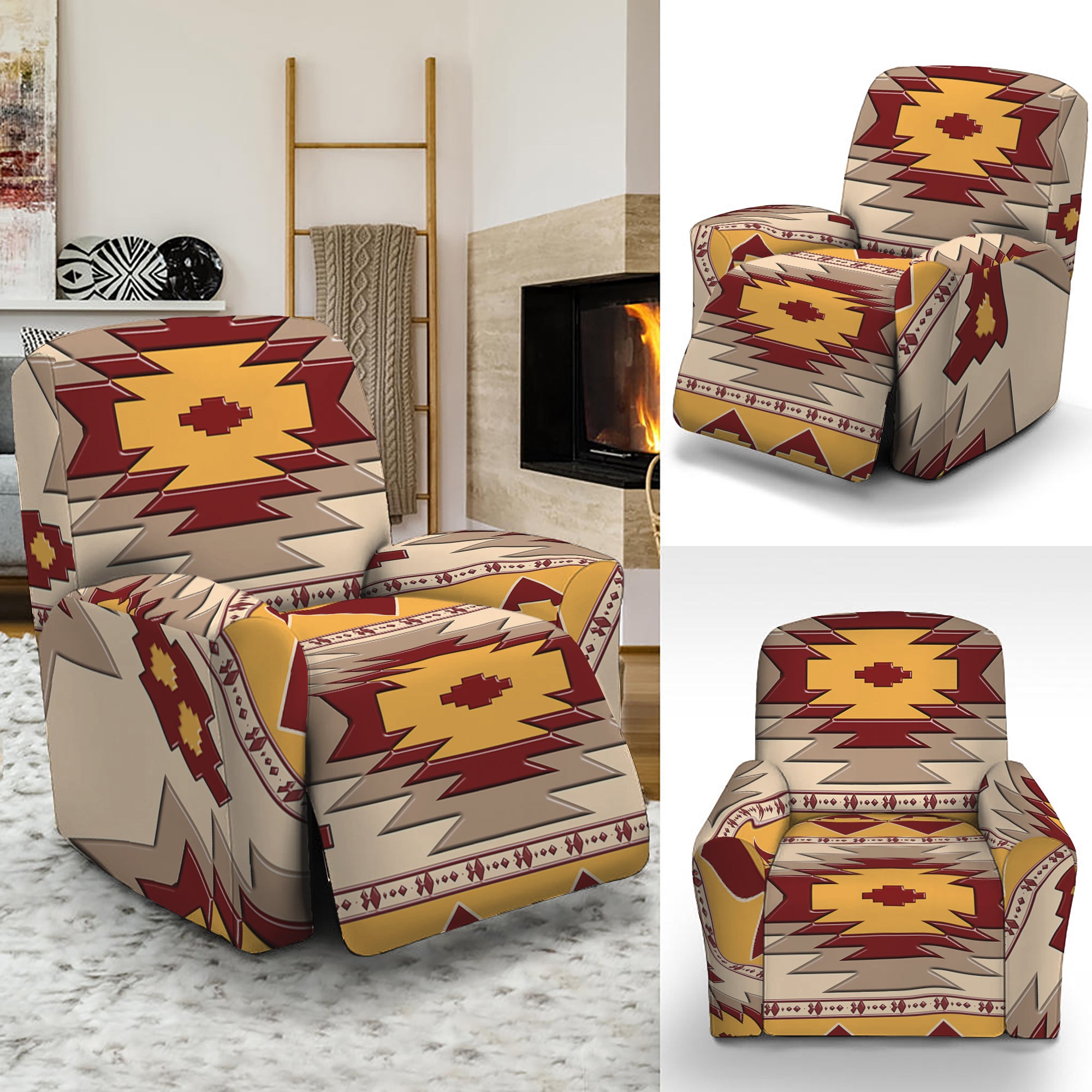 Tribal Southwestern Navajo Pattern Print Recliner Slipcover