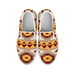 Tribal Southwestern Navajo Pattern Print White Slip On Shoes