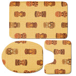 Tribal Tiki Mask Pattern Print 3 Piece Bath Mat Set