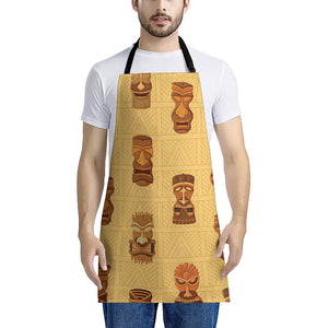 Tribal Tiki Mask Pattern Print Apron