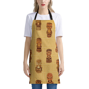 Tribal Tiki Mask Pattern Print Apron