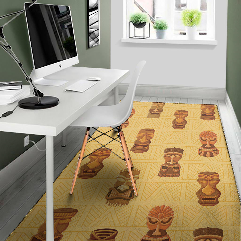 Tribal Tiki Mask Pattern Print Area Rug