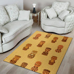 Tribal Tiki Mask Pattern Print Area Rug