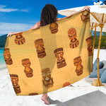 Tribal Tiki Mask Pattern Print Beach Sarong Wrap