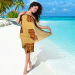 Tribal Tiki Mask Pattern Print Beach Sarong Wrap