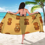 Tribal Tiki Mask Pattern Print Beach Sarong Wrap