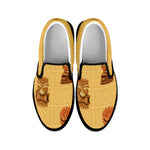 Tribal Tiki Mask Pattern Print Black Slip On Shoes