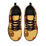 Tribal Tiki Mask Pattern Print Black Sneakers