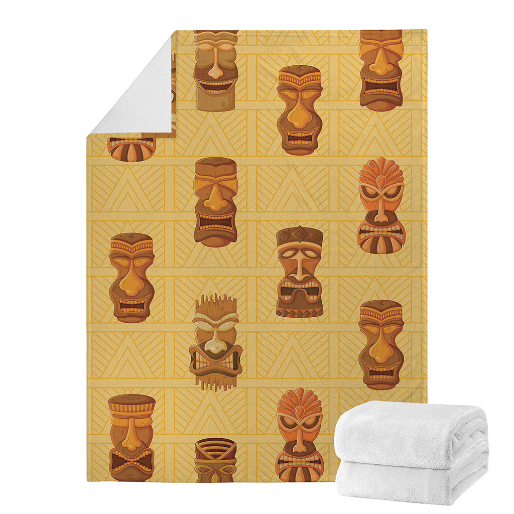 Tribal Tiki Mask Pattern Print Blanket