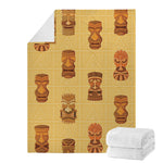 Tribal Tiki Mask Pattern Print Blanket