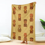 Tribal Tiki Mask Pattern Print Blanket