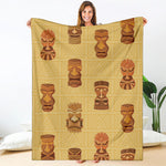 Tribal Tiki Mask Pattern Print Blanket