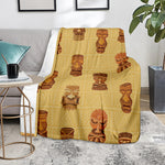 Tribal Tiki Mask Pattern Print Blanket
