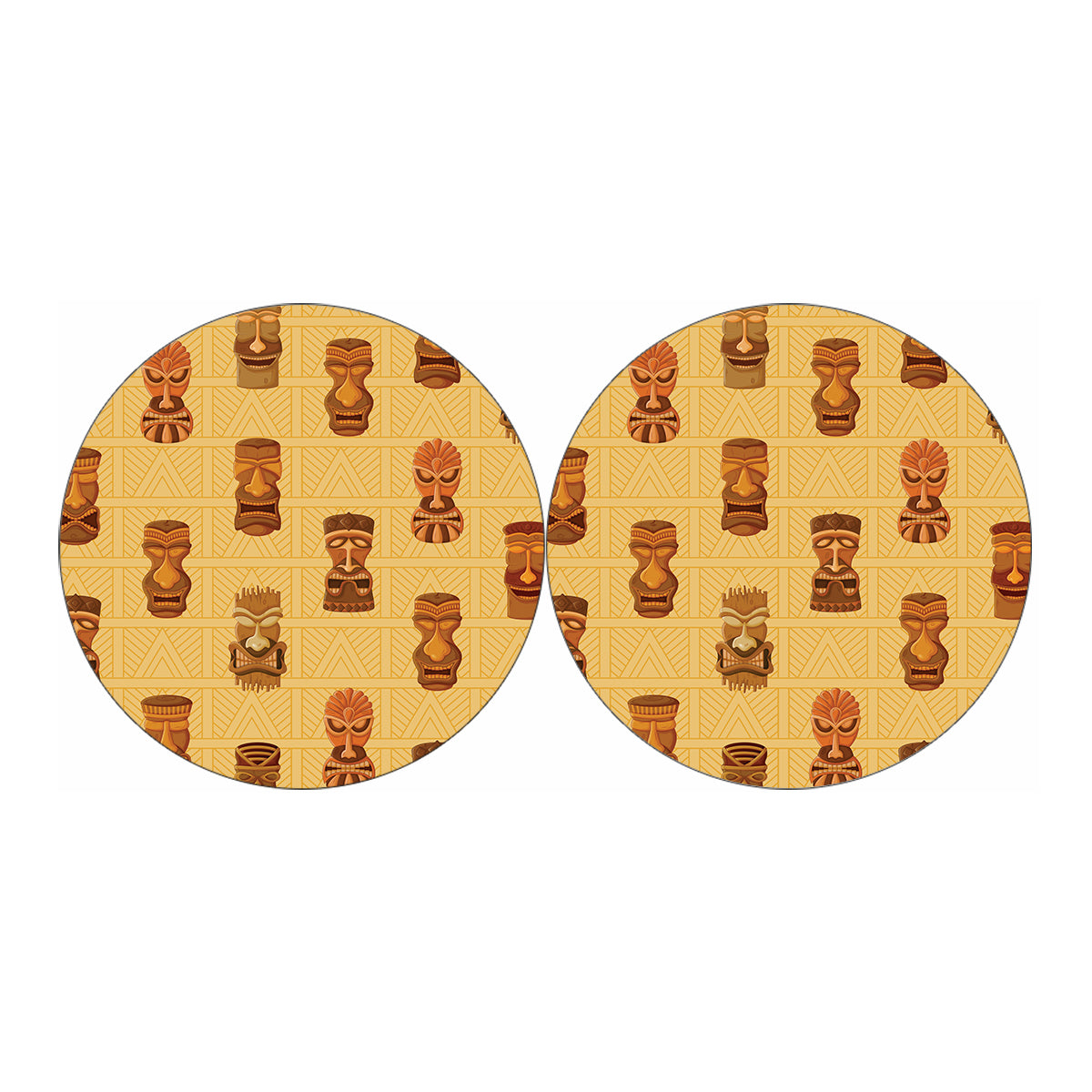 Tribal Tiki Mask Pattern Print Car Coasters