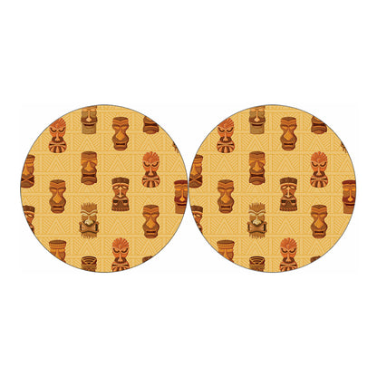 Tribal Tiki Mask Pattern Print Car Coasters