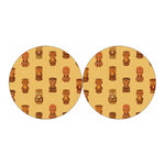 Tribal Tiki Mask Pattern Print Car Coasters
