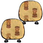 Tribal Tiki Mask Pattern Print Car Headrest Covers