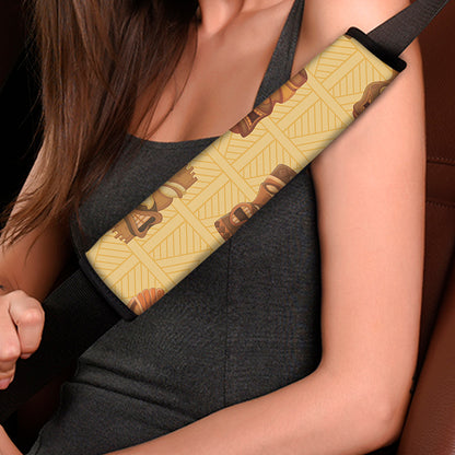 Tribal Tiki Mask Pattern Print Car Seat Belt Covers