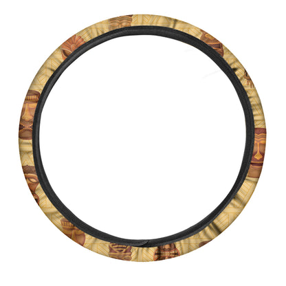 Tribal Tiki Mask Pattern Print Car Steering Wheel Cover