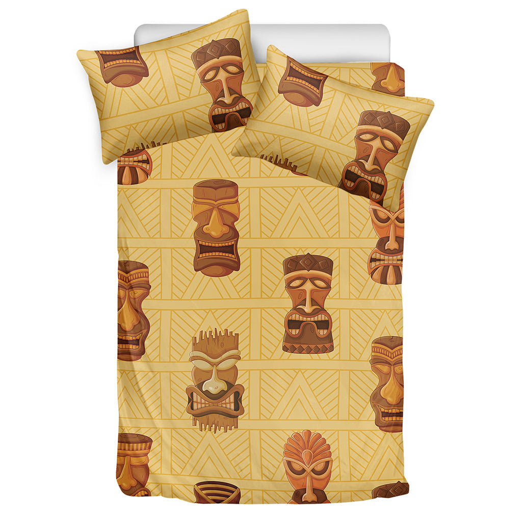 Tribal Tiki Mask Pattern Print Duvet Cover Bedding Set