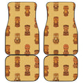 Tribal Tiki Mask Pattern Print Front and Back Car Floor Mats